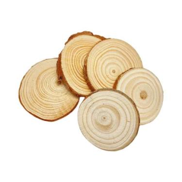 Imagem de Fatias De Madeira Redondas De Pinheiro Natural Não Acabadas 3-12cm De 