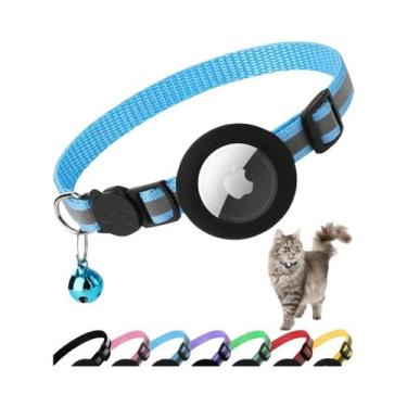 Imagem de Coleira Refletiva Ajustável Para Gatos Com Suporte Para Airtag E Sino 