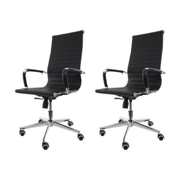 Imagem de Kit 2 Cadeiras De Escritório Presidente Alta p/120Kg Preta