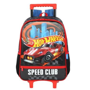 Imagem de Mochila Escolar de Rodinhas HOT Wheels Preta Luxcel