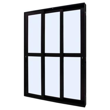 Imagem de Porta de Correr Perfecta 3 Folhas Liso 215x200cm Preto - 1078-5602 - JAP