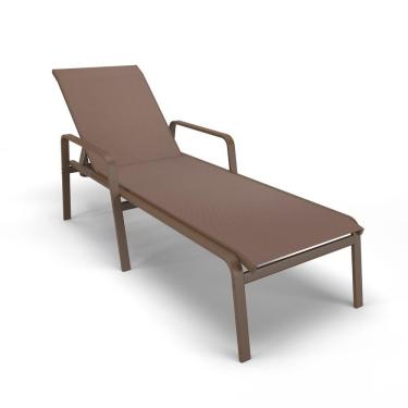 Imagem de Espreguiçadeira Piscina Praia Alumínio Marrom Tela Marrom