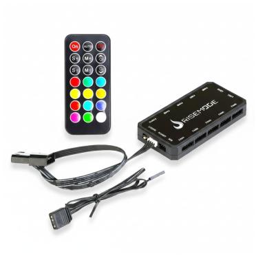 Imagem de Controladora Até 10 Fans ARGB Rise Mode 6 Pinos Com Controle Remoto - RM-CON-01-5V