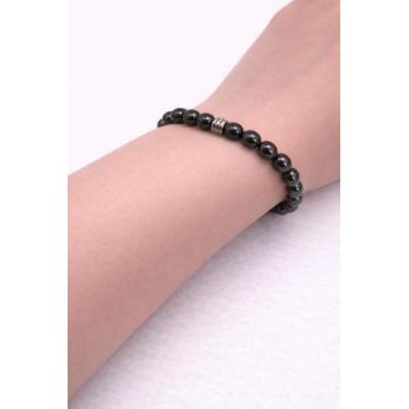 Imagem de Pulseira Espiritual Pedra Hematita Pedras Médias  Proteção  Equilíbrio