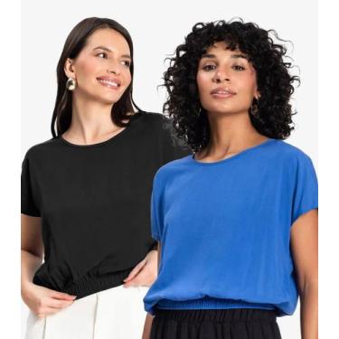 Imagem de Kit 2 Blusas Femininas Manga Curta Infinita Cor Sortidas, M, Sortido