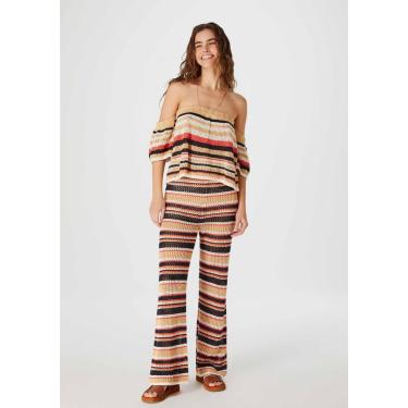 Imagem de Calça Hering Pantalona Listrada Em Tricô Feminina-Feminino
