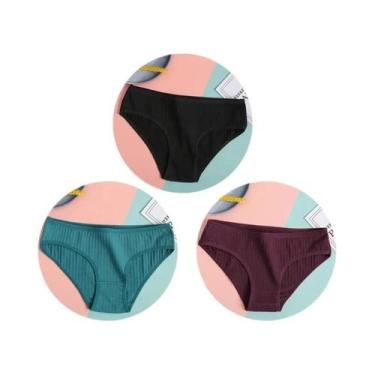 Imagem de Conjunto De 3 Calcinhas De Algodão De Cintura Baixa Para Mulheres, Rou