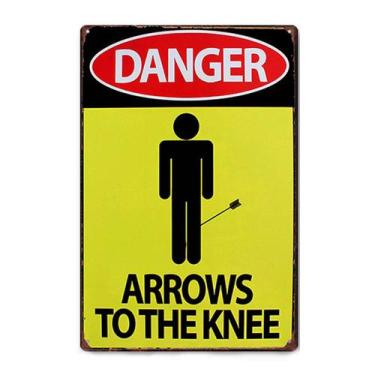 Imagem de Decoração de parede com placa de estanho Danger Arrows to the Knee 20x