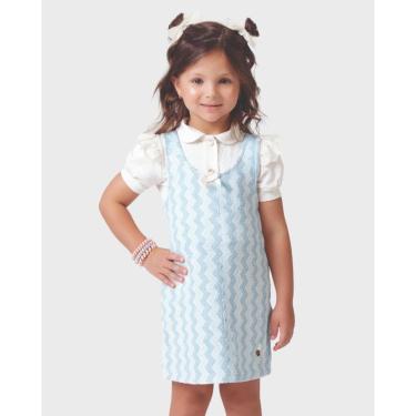 Imagem de Conjunto menina salopete blusa leve verão e fresquinho infantil- Rosa e Azul - Menina 1 a 4 anos-Feminino