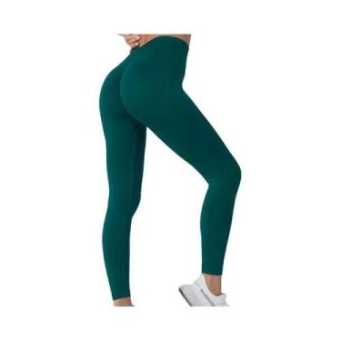 Imagem de Calças De Yoga Femininas De Cintura Alta Em V, Ajustadas E Elásticas P