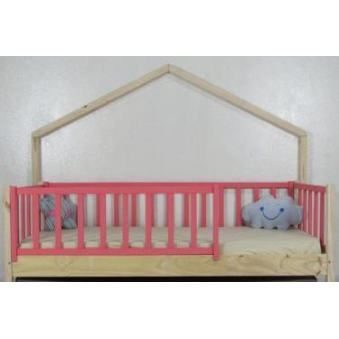 Imagem de Cama Montessoriana Solteirão Base Moldura Colorida Madeira Maciça Pinu