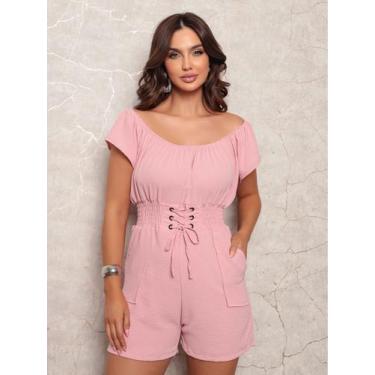 Imagem de Macacão Macaquinho Curto Feminino Verão - Cbella, Rosa bebe, P