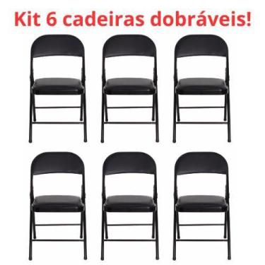 Imagem de Kit Cadeira Portátil De Ferro Dobrável Com Apoio de Costas e Assento A