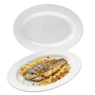 Imagem de Travessa Bandeja Oval Rasa Opaline Branco 35cm Comida - CLICK HOUSE