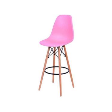 Imagem de Banqueta Eames Rosa Empório Tiffany Base Em Madeira - Seatco