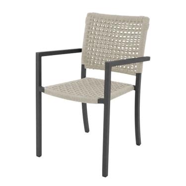 Imagem de Cadeira Marília Corda Náutica Base Em Alumínio Preto-areia