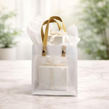 Imagem de Sacola Transparente Premium Kit 12 Unidades Com Alça Reforçada  Escolh