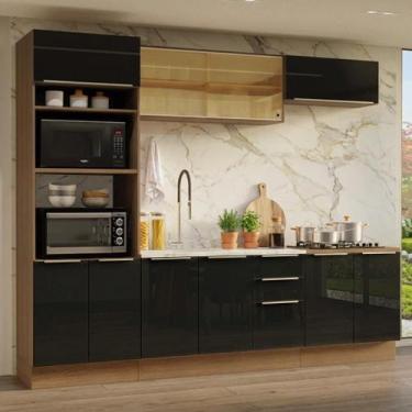 Imagem de Armário De Cozinha Completa 270 Cm Rustic/preto Lux Madesa 05 Rustic/p