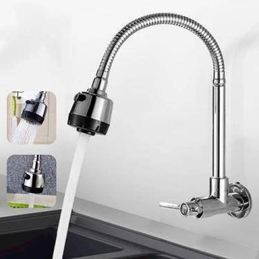 Imagem de Torneira Cozinha Inox Giro Pressão Bico Ducha Chuveirinho Esguicho Pia