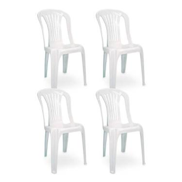 Imagem de Kit 4 Cadeiras Bistrô Plásticas Branca Jardim Bar - plastic chair