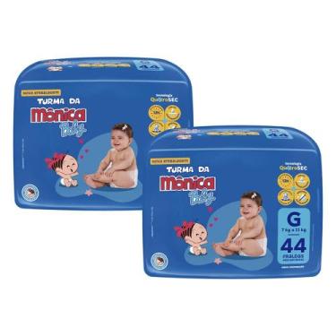 Imagem de Kit 2 Fraldas Turma da Mônica Baby Mega G com 44un cada