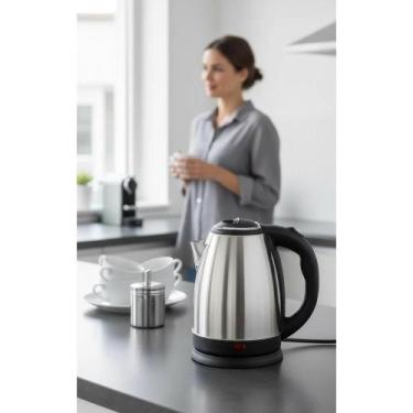 Imagem de 2x Chaleira Elétrica Aço Inox 1.8L Cor Preto - Rápida e Segu - Congrat