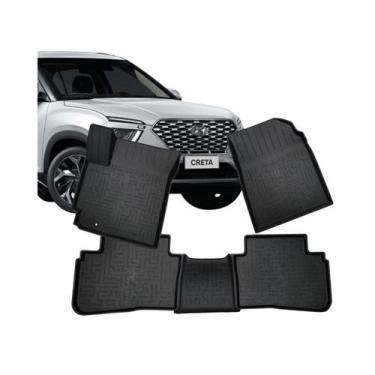 Imagem de Kit Tapete bandeja de borracha com borda alta para Hyundai Creta 2021 