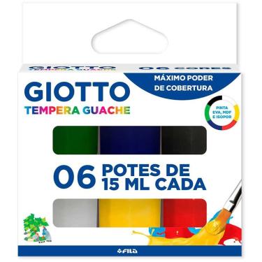 Imagem de Tinta Guache Giotto 6 Cores 15ml Giotto Atóxica Secagem Rápida Conjunto 6 Tubos para Pintura