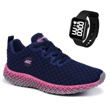Imagem de Combo Tênis Feminino Esportivo Com Relógio Quadrado – Conforto e Estilo para Caminhada...