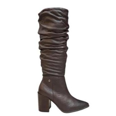 Imagem de Bota Bottero 377702 Couro Cano Longo Franzido Salto Alto 8cm-Feminino