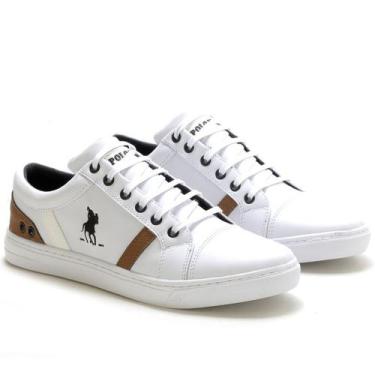Imagem de Sapatênis Tênis Polo Casual Conforto Masculino De Amarrar 08, Branco, 