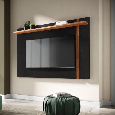 Imagem de Painel para TV até 70 Polegadas Extensivo Leme Sala de Estar Preto Fosco Noce Milano Co...