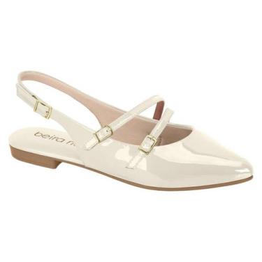 Imagem de Sapatilha Fem. Verniz Slingback Bico Fino Beira Rio 41341012, Branco o