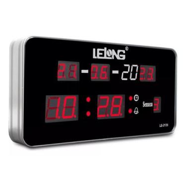 Imagem de Relógio De Parede Digital Led Calendário Alarme Bivolt - LELONG