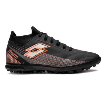 Imagem de Chuteira Society Lotto Solista Supernova Masculina, 37, Preto, Laranja