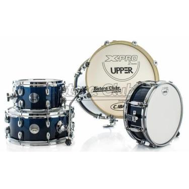 Imagem de Bateria X-Pro Upper Compact Blue Sparkle com Bumbo 16, 1 Tom, Surdo e 