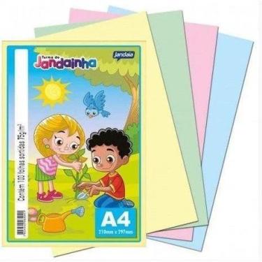 Imagem de Papel sulfite a4 75g colorido jandainha com 4 cores 100 folhas - Janda