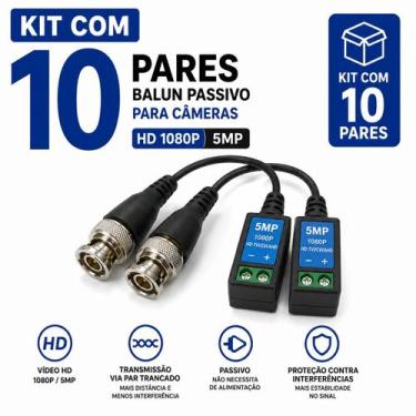 Imagem de Kit 10 Pares Balun Passivo 5MP HD 1080P Para Câmeras CFTV - X7