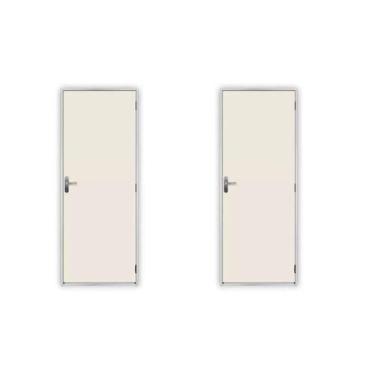 Imagem de 2 Kits Porta de Madeira Lisa 215x85cm com Batente de Aço 06cm Açomad B