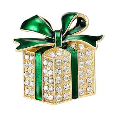 Imagem de Broche De Sino Esmaltado Unissex Feminino De Natal Com Strass E Bengal