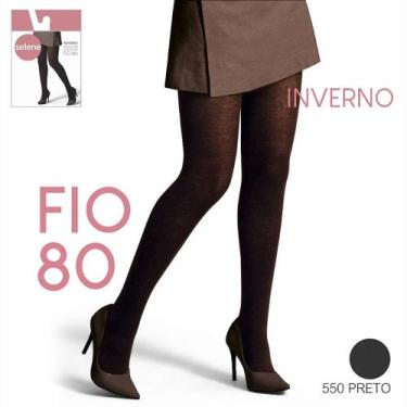 Imagem de Meia Calça Adulto Com Elastano Selene Feminina Fio 80 Tam M preto