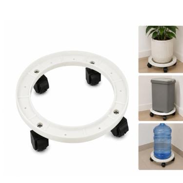 Imagem de Suporte com Rodinhas para Vasos Botijões e Objetos Decorativos Redondo em Plástico Resistente para Uso Interno e Externo
