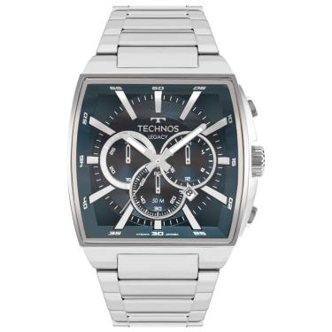 Imagem de Relógio Masculino Legacy Cronógrafo em Aço Inox com Mostrador Azul e Cor Prata Technos 4,4CM
