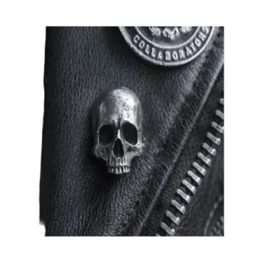 Imagem de Broche Gótico De Caveira Para Halloween, Distintivo De Metal Vintage E