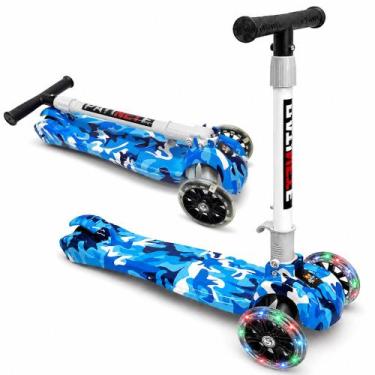Imagem de Super Patinete Infantil Exército Azul Luzes 3 Rodas Meninos - Toy King