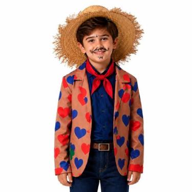 Imagem de Roupa Festa Junina Infantil Menino Noivo Caipira Paletó Corações - Fan