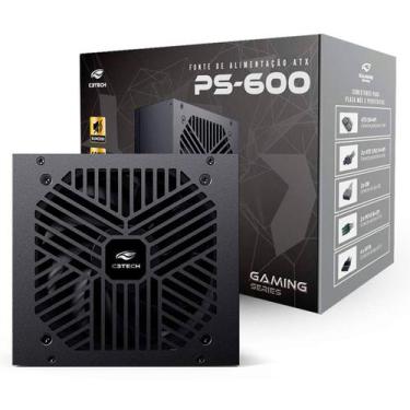 Imagem de Fonte 600W ATX C3Tech PS-600BK, Bivolt, Preta
