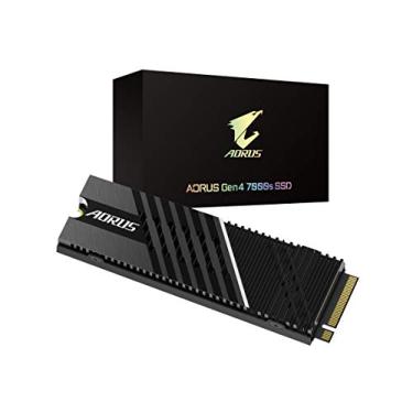 Imagem de GIGABYTE AORUS Gen4 7000s SSD 1TB PCIe 4.0 NVMe M.2, dissipador de calor de alumínio revestido Nanocarbon, 3D TLC NAND, SSD GP-AG70S1TB