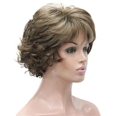 Imagem de Perucas femininas Curtas Curtas Curtas Escuro Ruivo Sintético Peruca Completa Feminina Perucas Grossas para Perucas de Cabelo Humano Diário (Cor: 12TT26 Lt. Mistura Marrom, Comprimento Esticado: 20 cm)