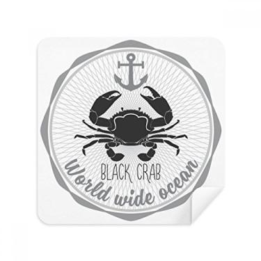 Imagem de Tecido de camurça para limpeza de tela com estampa de organismo marinho com desenho de caranguejo - Pacote com 2